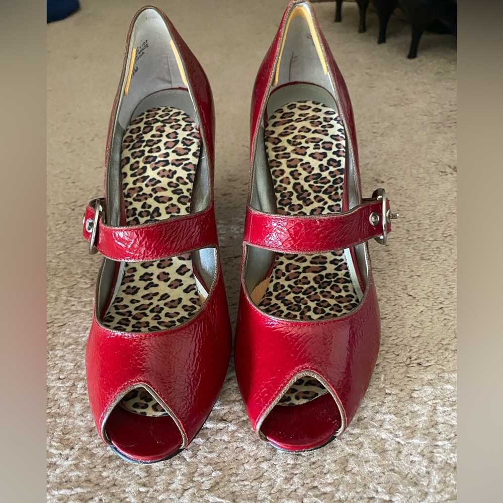 Enzo Angiolini Red Strapy Block Heels